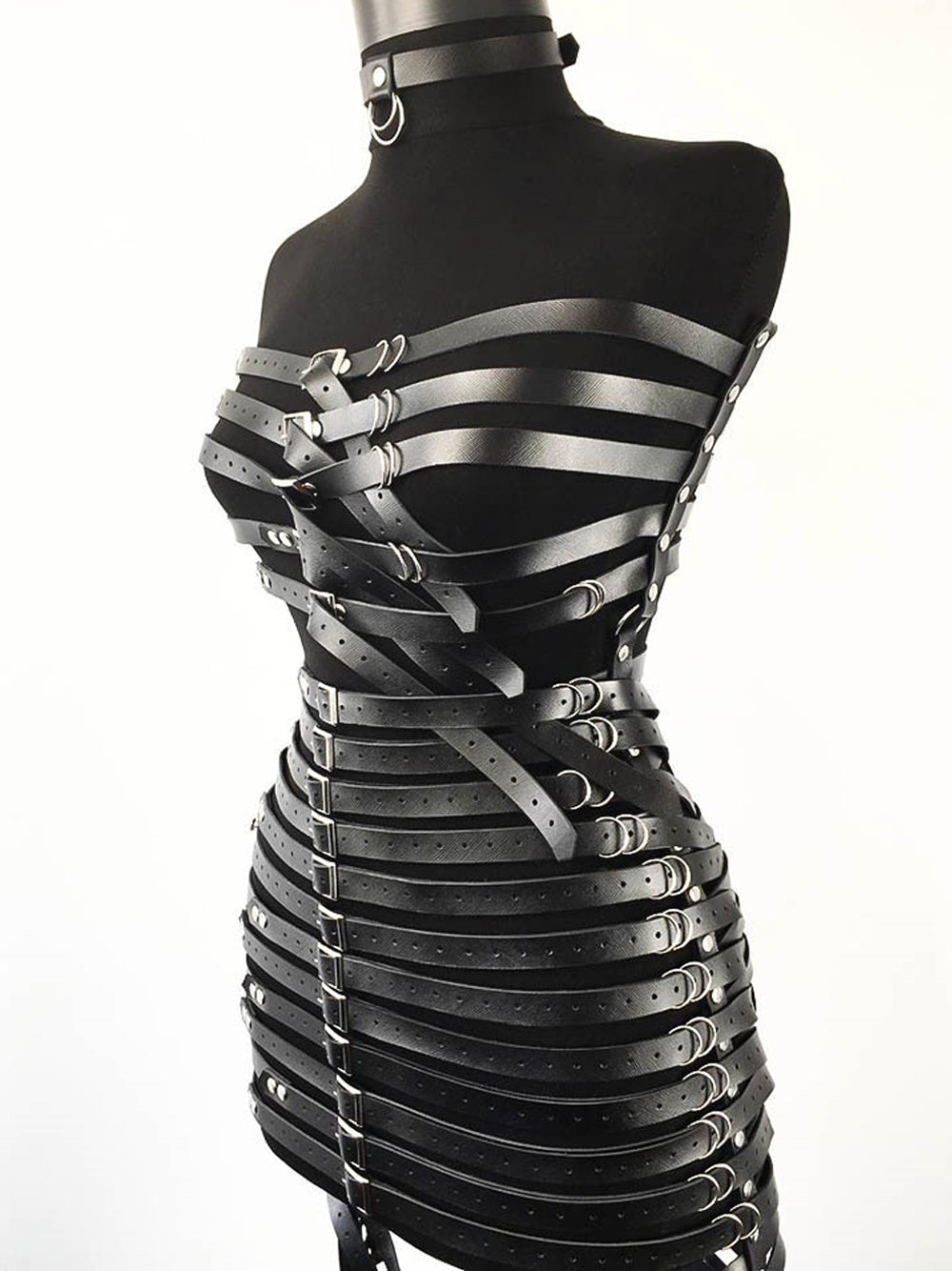 Layered Buckle-Strap Cage Harness Belt Skirt 7