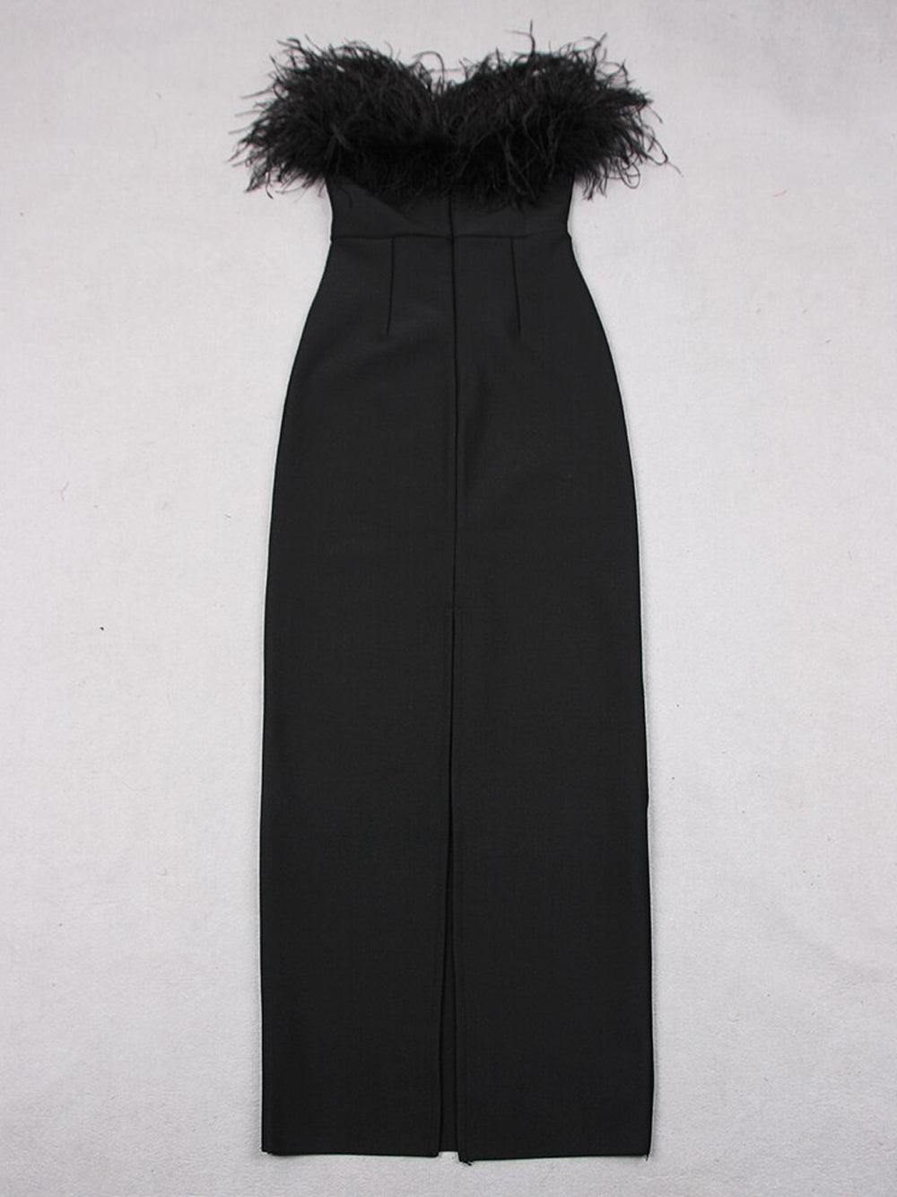 Feather Trim Strapless Column Floor-Length Gown 5