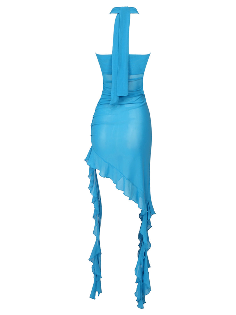 Rosette Strapless Asymmetric Ruffle-Hem Dress 7