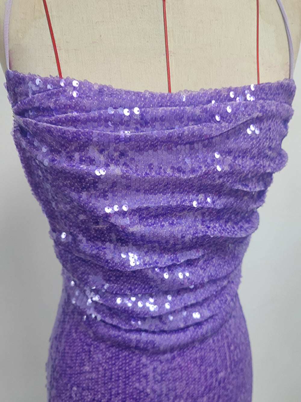Strapless Sequin Lace-Up-Back Bodycon Maxi Dress 8