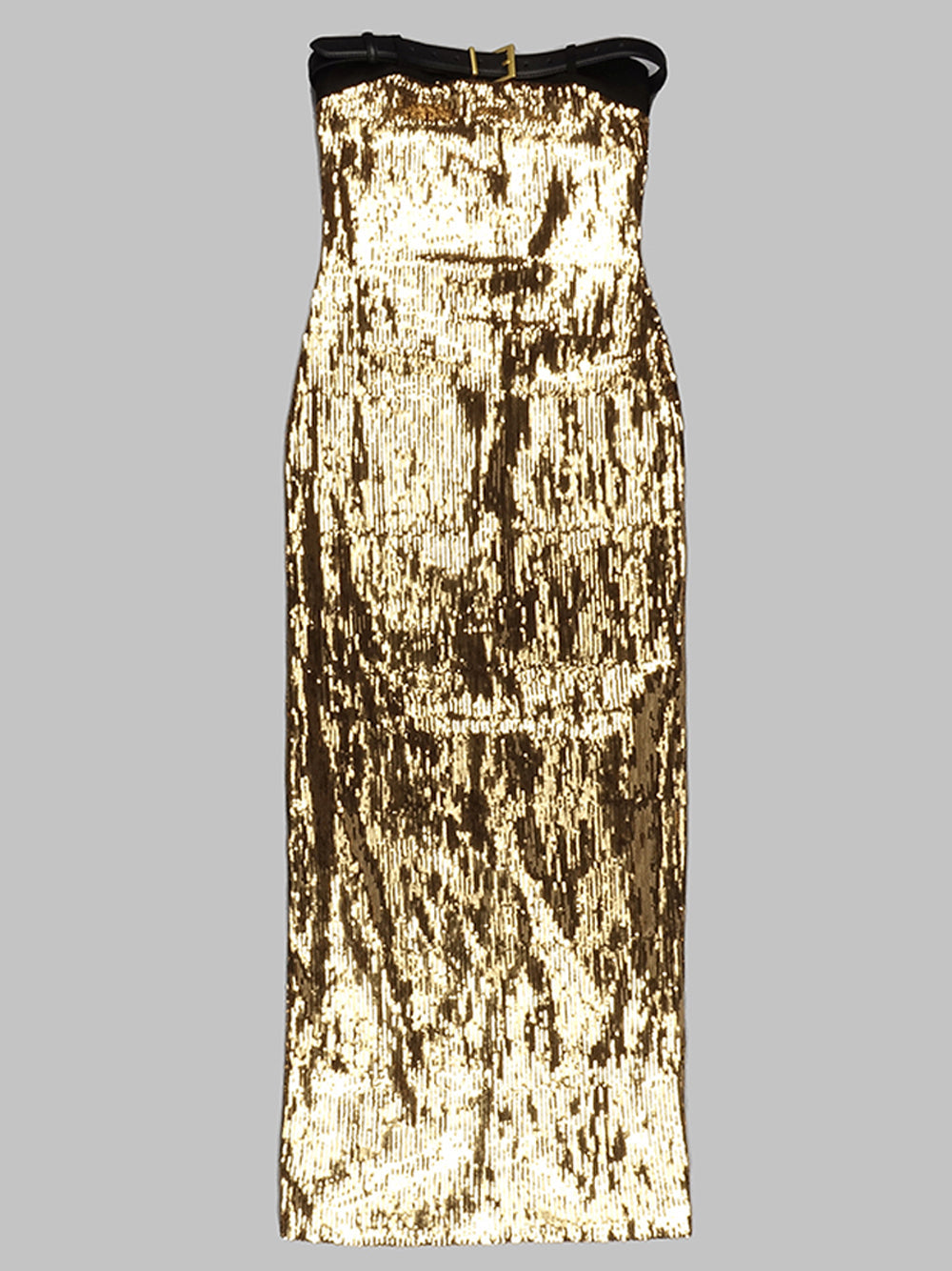 Sequined Strapless Belted Ruched Bodycon Dress 6