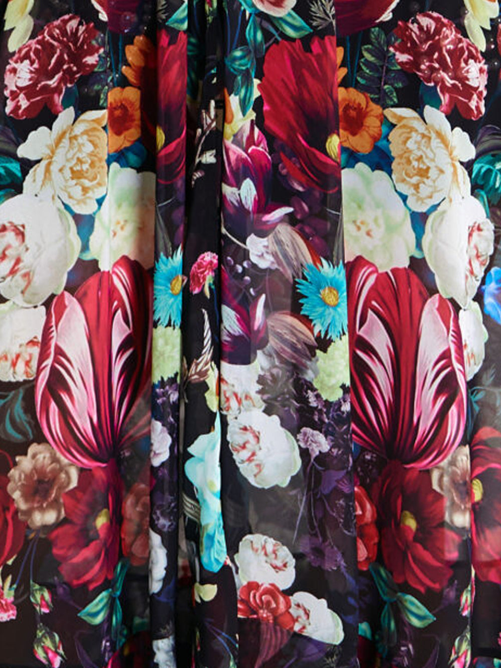 Floral Deep-V Bishop-Sleeve Button-Front Tiered Maxi Dress 10