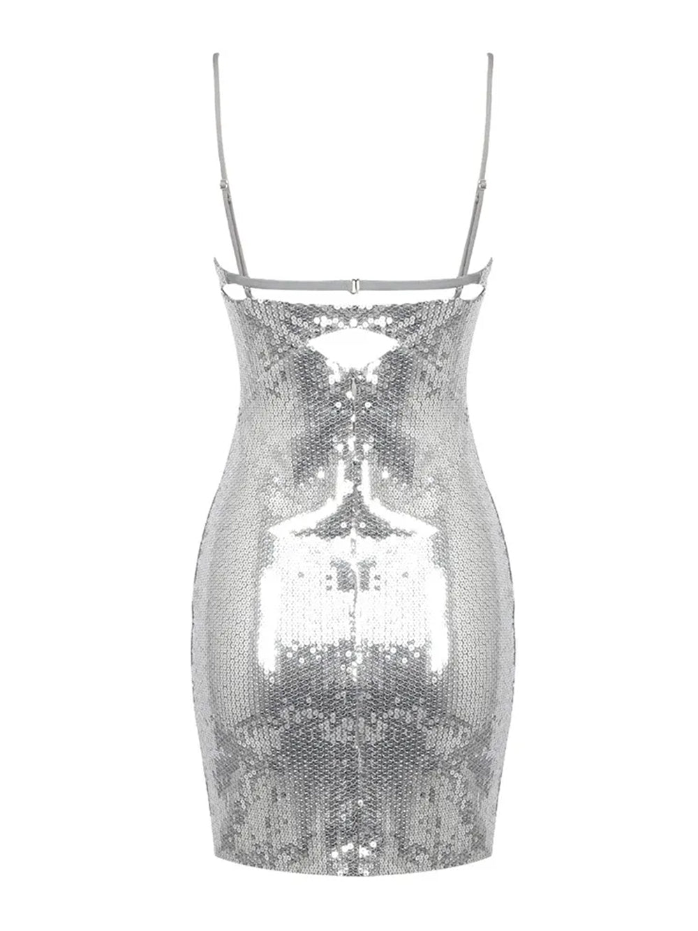 Sequin Spaghetti Strap O Ring Cut Out Bodycon Mini Dress - View 2