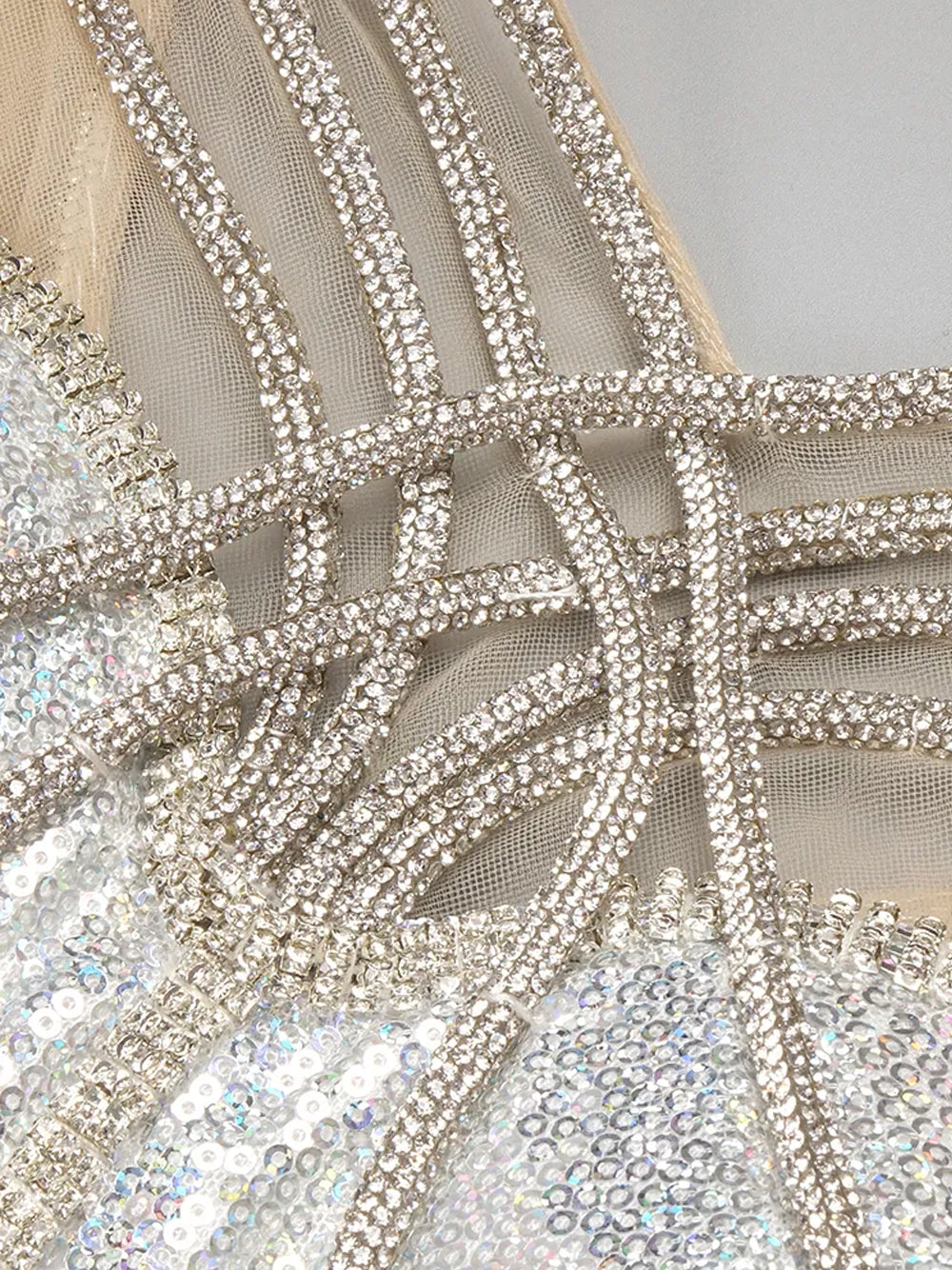 Crystal Sequin Bralette and Fringe Maxi Skirt Set