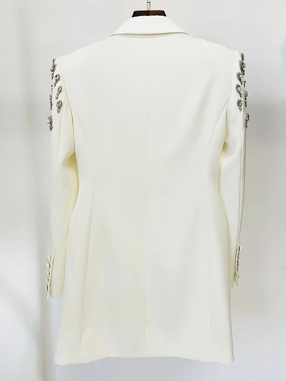MESSA Beaded Cady Mini Blazer Dress in White 4
