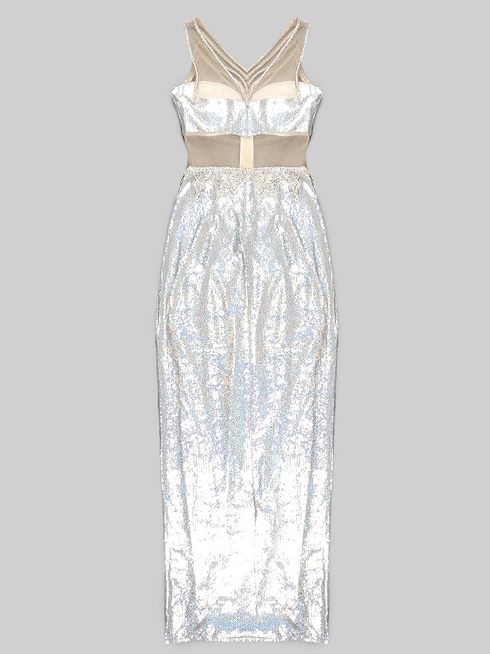 Crystal Sequin Bralette and Fringe Maxi Skirt Set