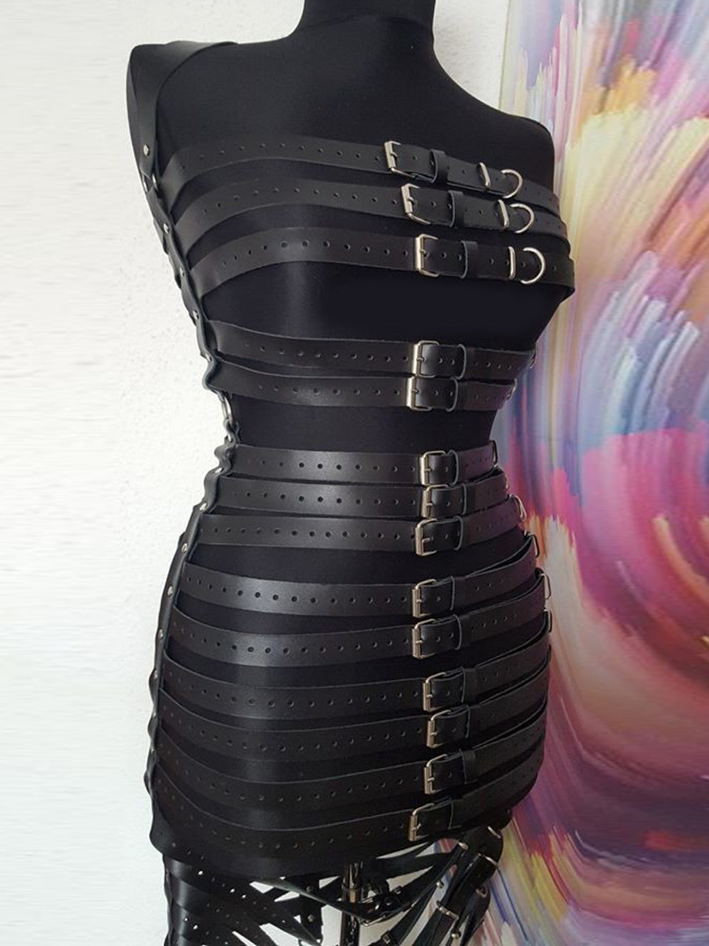 Layered Buckle-Strap Cage Harness Belt Skirt 8