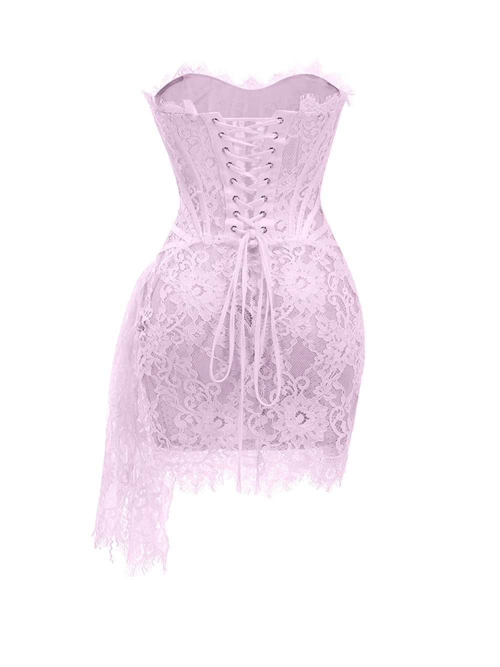 Strapless Eyelash Lace Corset Ruched Mini Dress 2
