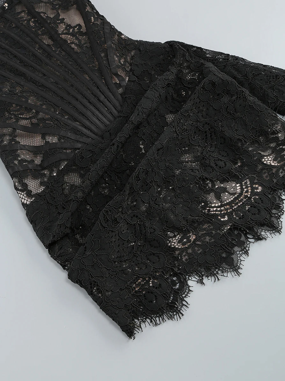 Eyelash Lace Strapless Boned Corset Mini Dress 19