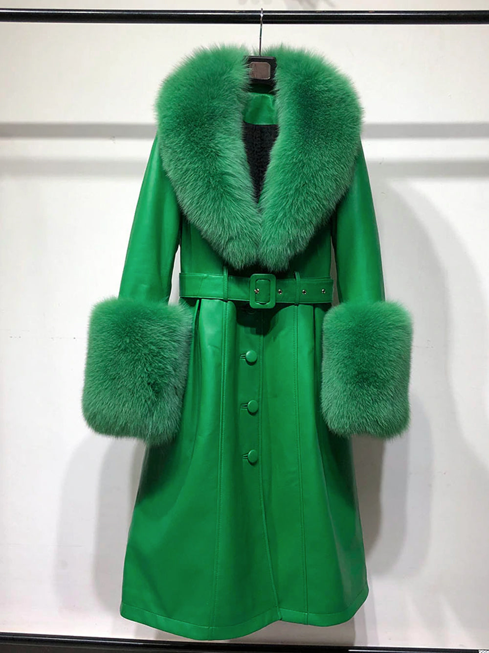 CABRINI Faux Fur Genuine Leather Coat 7