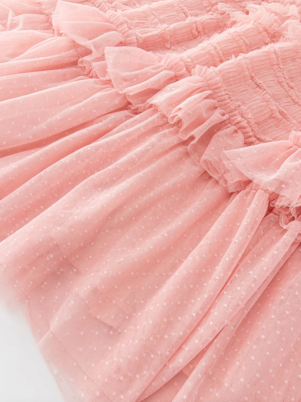 Swiss Dot Tulle Flutter Sleeve Tiered Ruffle Maxi Dress 9