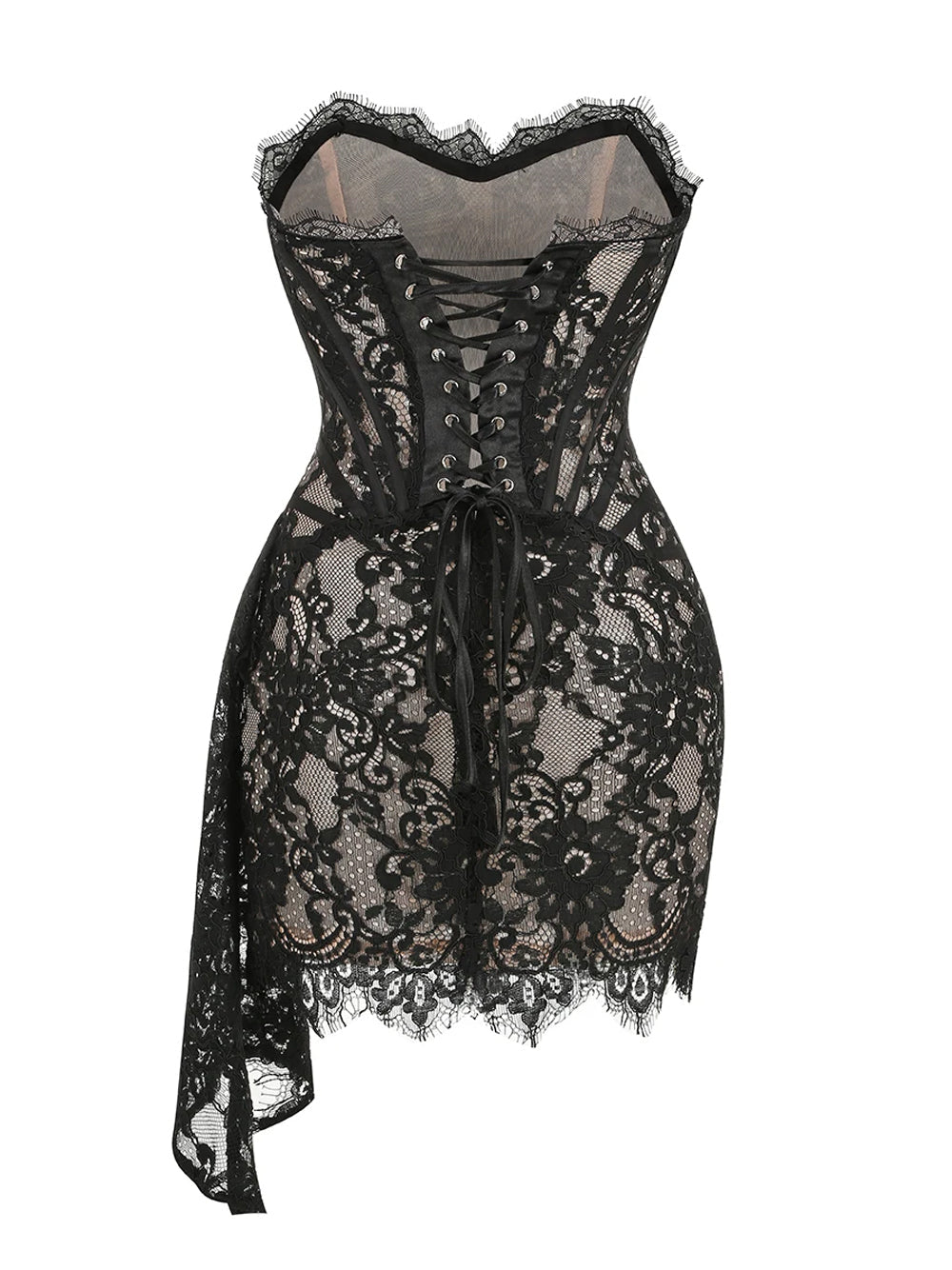 Eyelash Lace Strapless Boned Corset Mini Dress 5