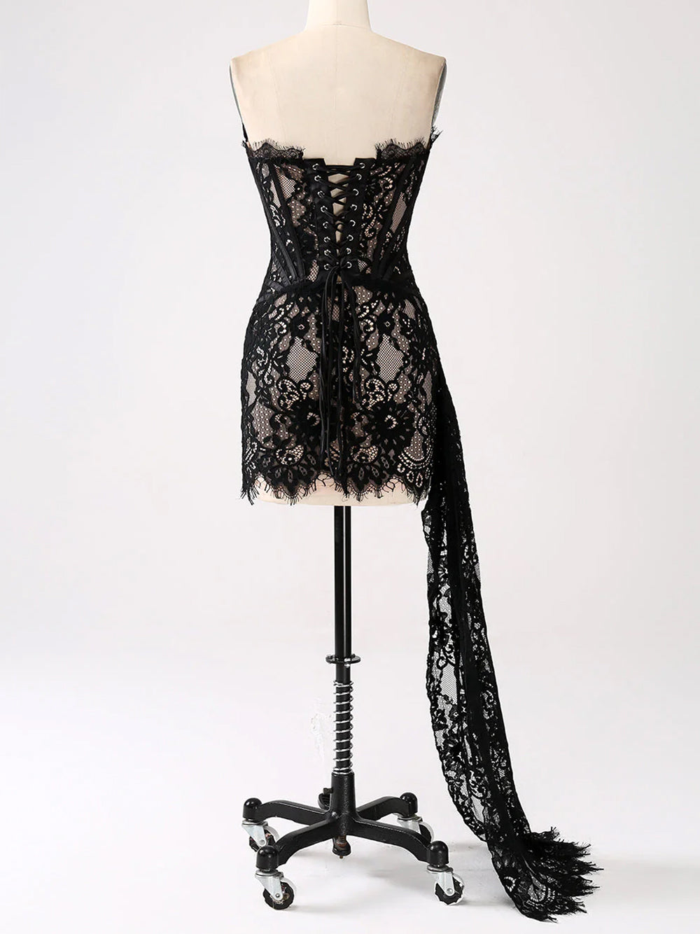 Eyelash Lace Strapless Boned Corset Mini Dress 8