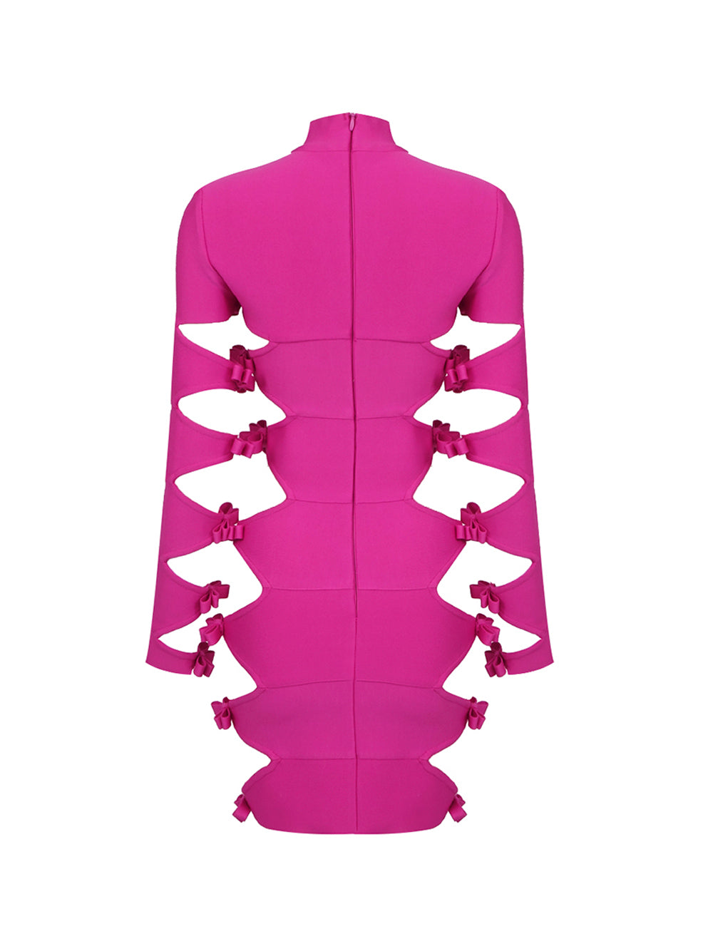 Bandage High Neck Long Sleeve Bow Cut-Out Mini Dress 2
