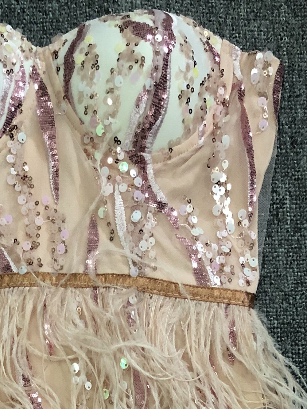 Sequin Sweetheart Feather-Trim Bustier Mini Dress 6