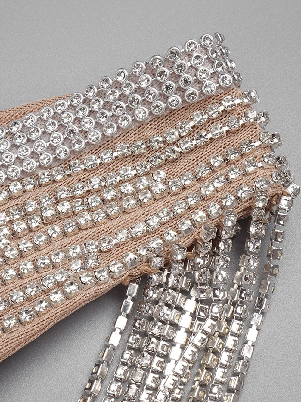 Rhinestone Fringe Deep V-Neck Tassel Mini Dress 3