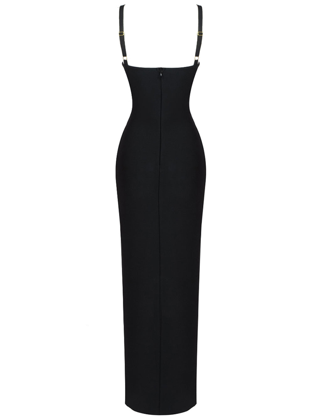 Mesh Panel Strappy Cutout High-Slit Bodycon Maxi Dress 2