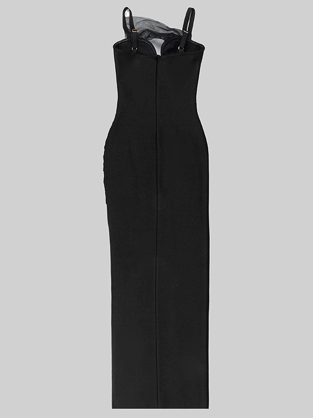 Mesh Panel Strappy Cutout High-Slit Bodycon Maxi Dress 6