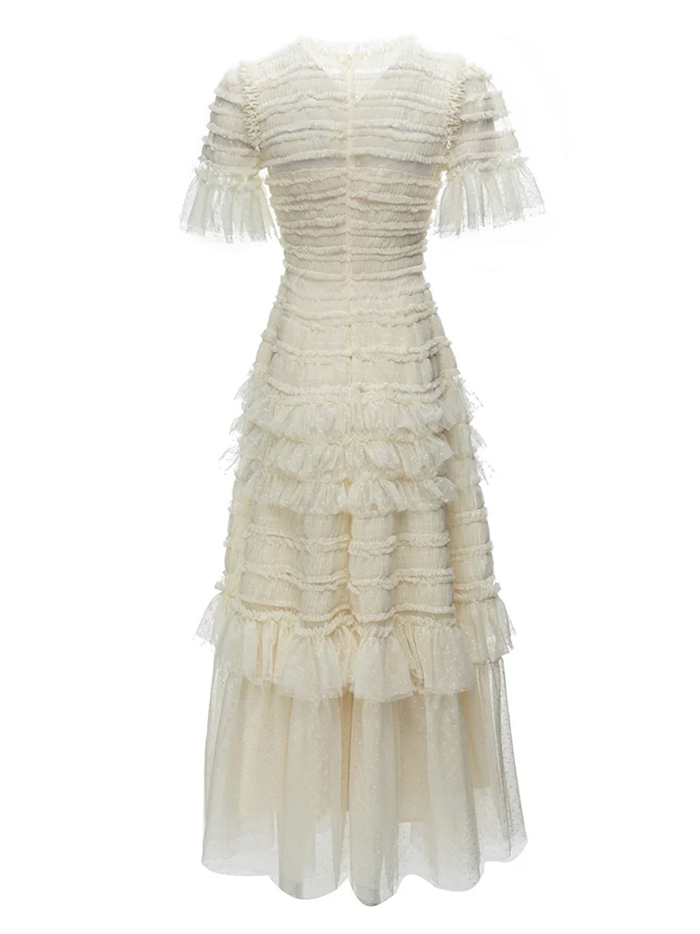 Ruffled Tiered Tulle Crew Neck Short Sleeve Maxi Dress 2