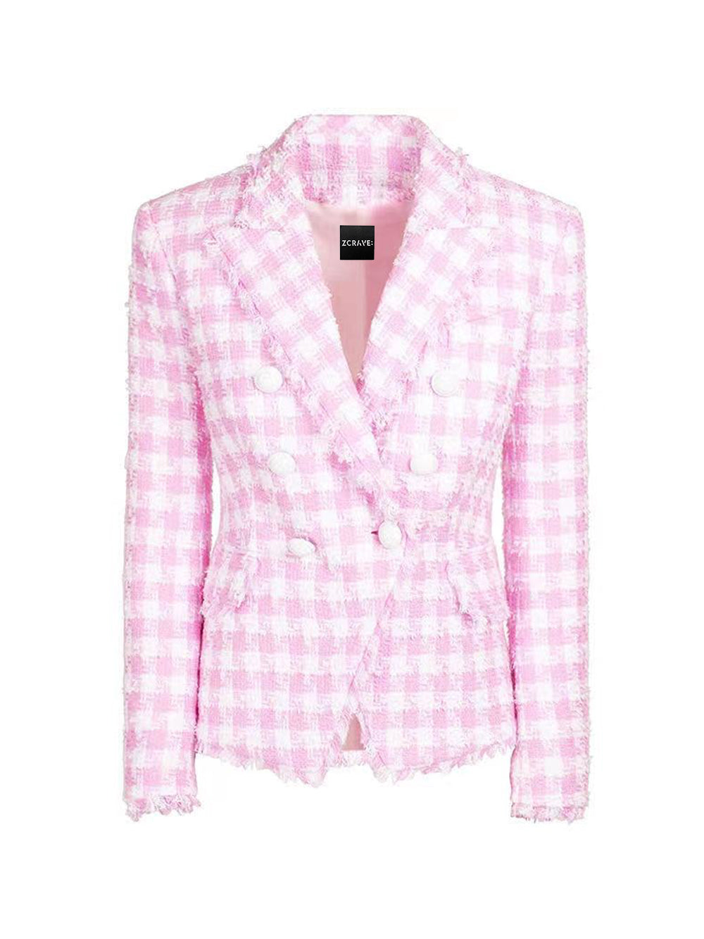 Double Breasted Houndstooth Tweed Blazer 9