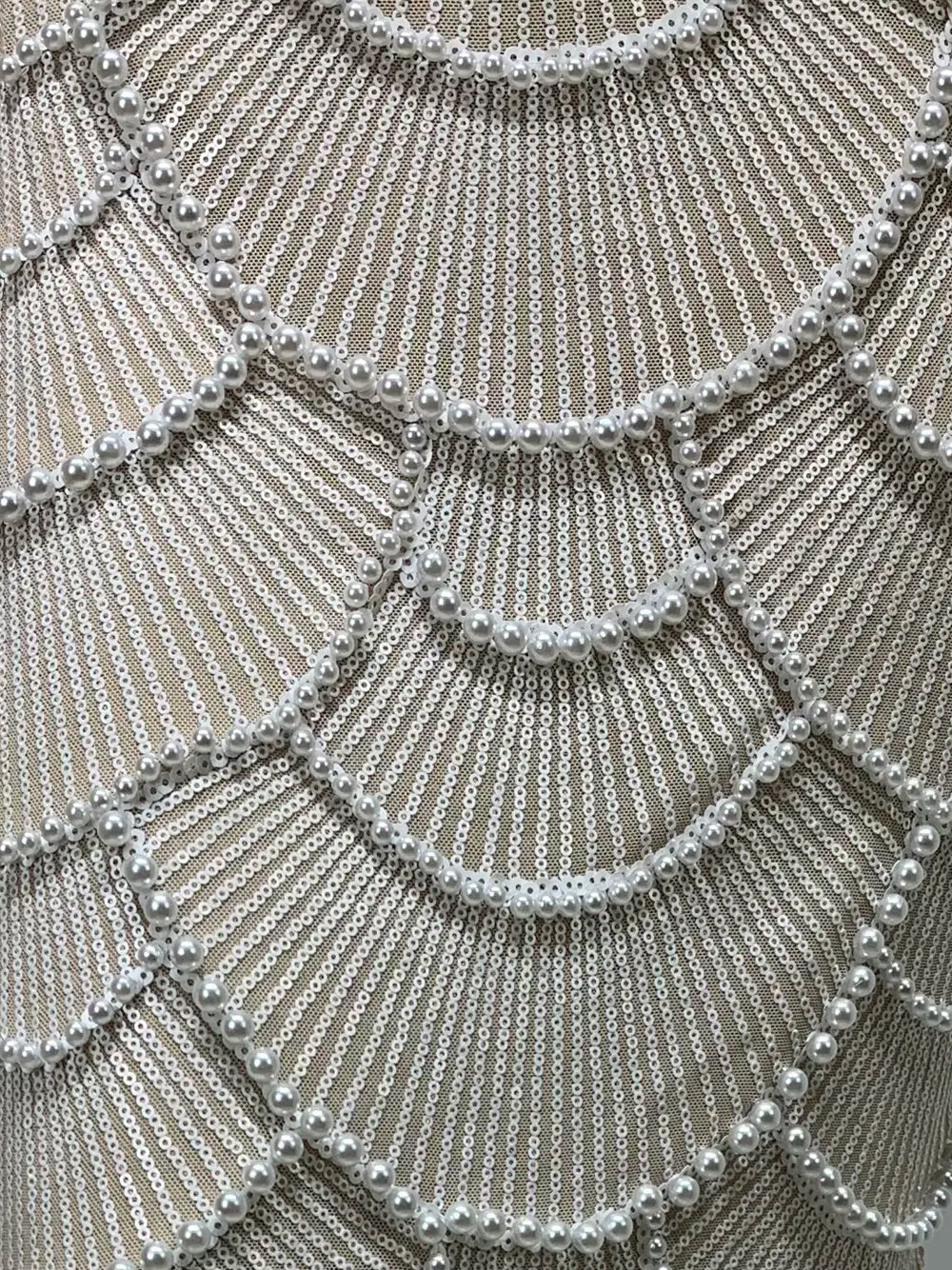 Pearl Beaded Sweetheart Neck Cut-Out Bodycon Dress 10