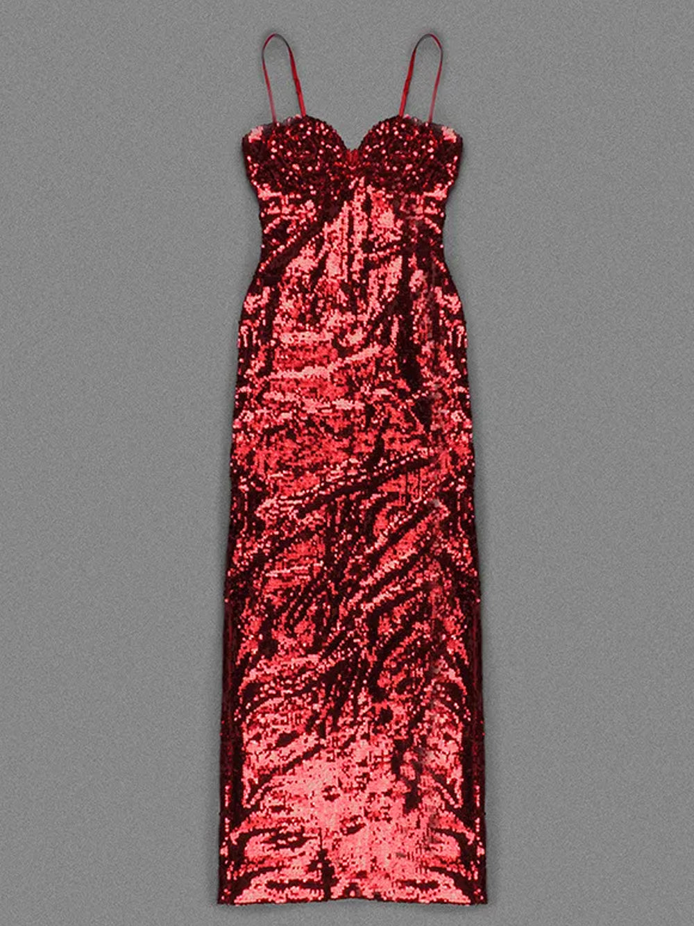 Sequin Sweetheart Neck Spaghetti Strap Bodycon Maxi Dress 4