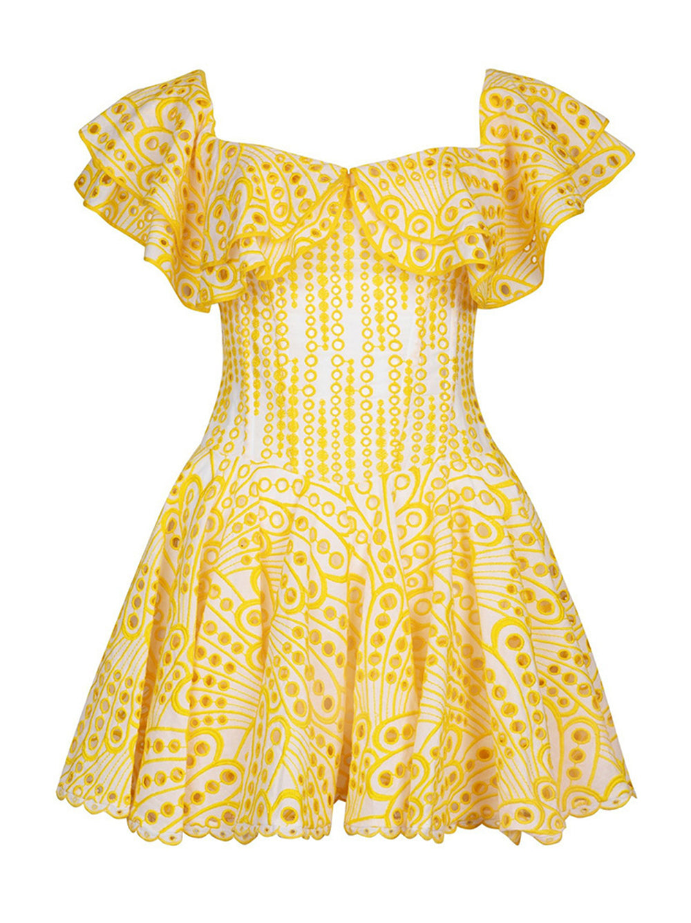 Broderie Anglaise Off-Shoulder Ruffle Mini Dress 12