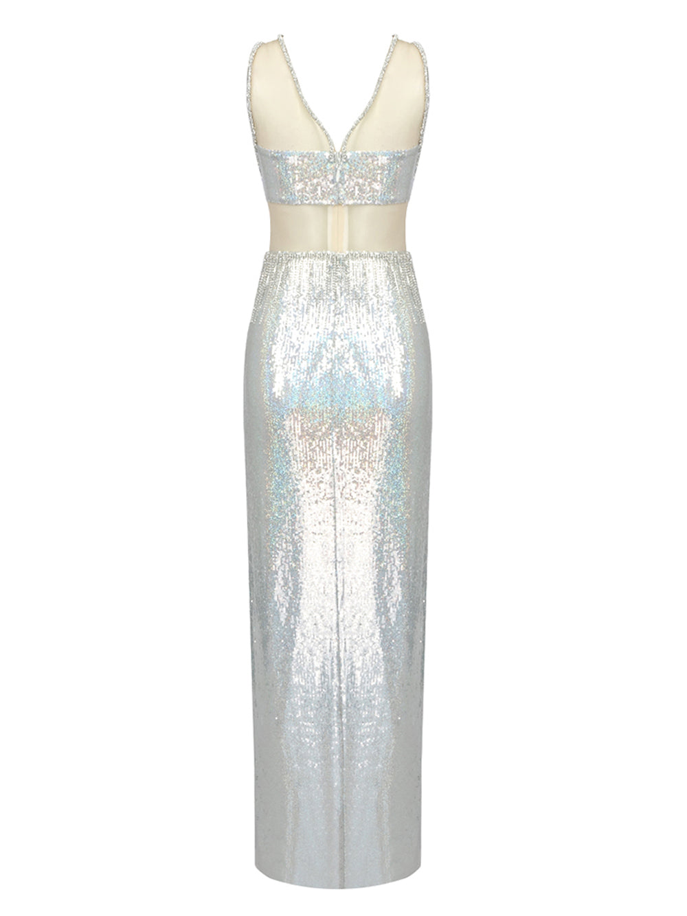 Crystal Sequin Bralette and Fringe Maxi Skirt Set