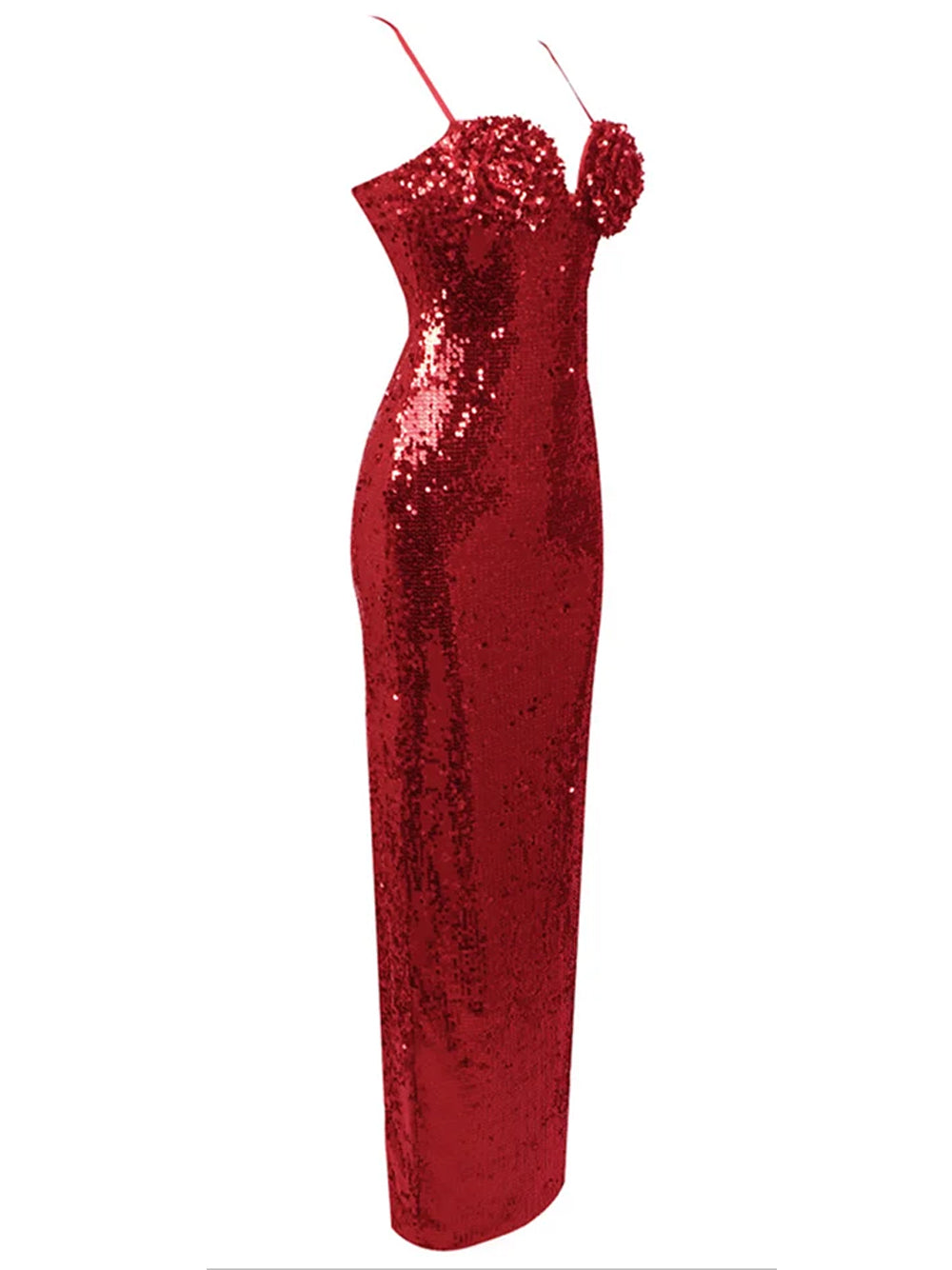 Sequin Sweetheart Neck Spaghetti Strap Bodycon Maxi Dress 8