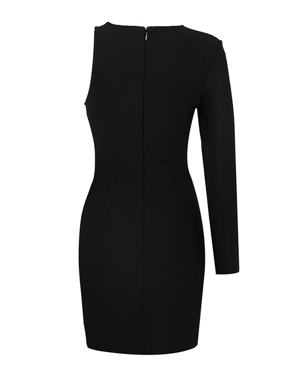 Crystal Wave Cutout Asymmetric Long-Sleeve Mini Dress 2