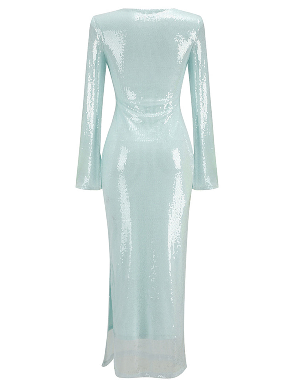 Lace Long Sleeve High Neck Fit and Flare Midi Gown - View 5