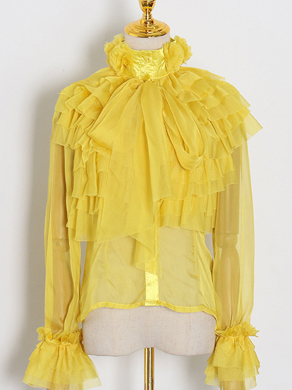 CORAL Bowknot Ruffle Blouse in Yellow