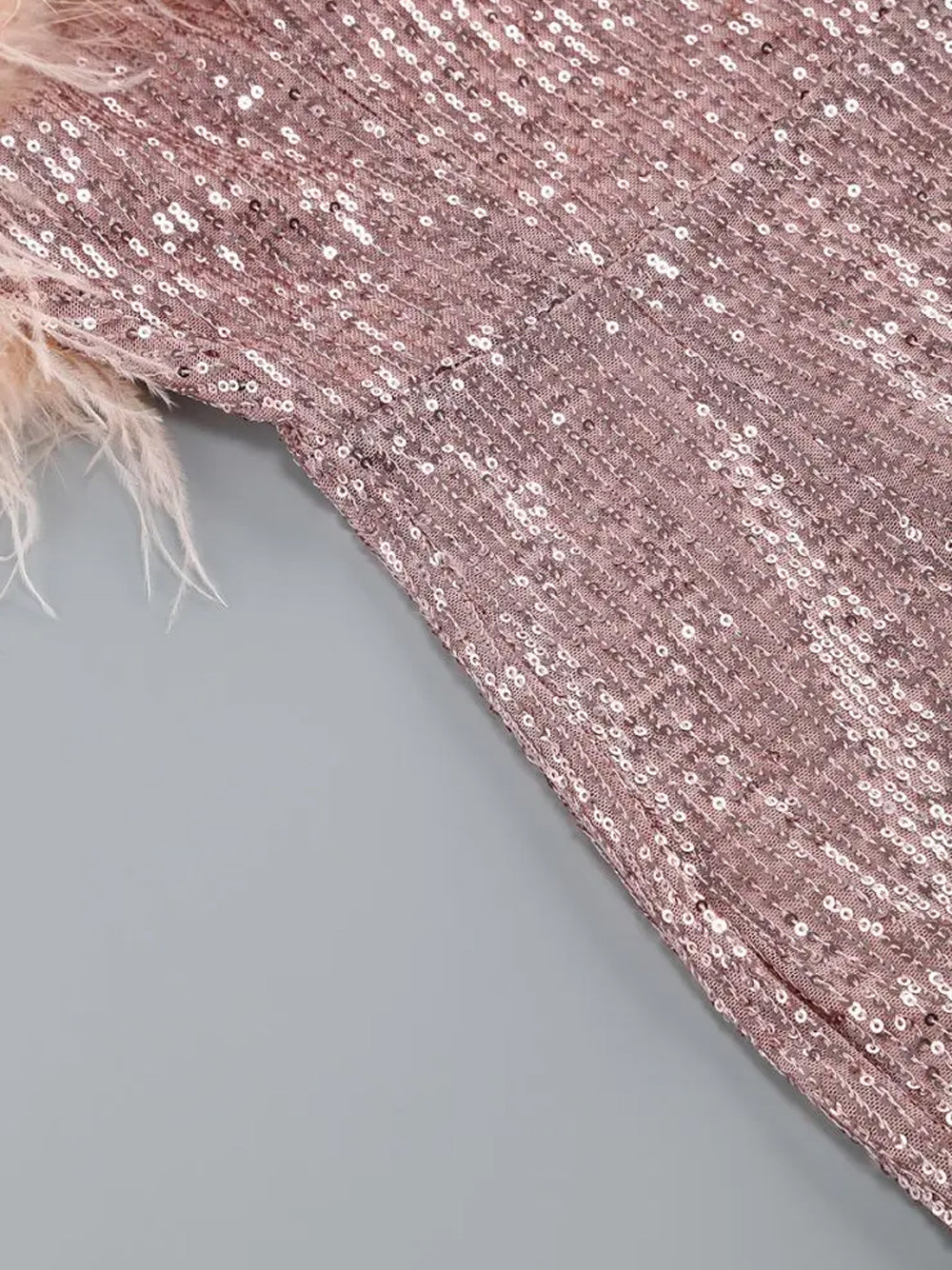 Sequin Feather Trim Strapless Bodycon Mini Dress 9