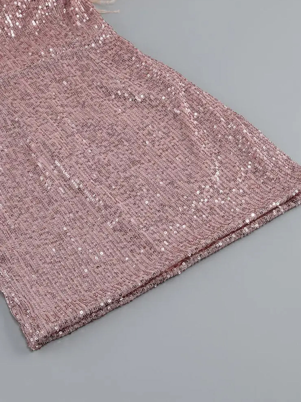 Sequin Feather Trim Strapless Bodycon Mini Dress 12