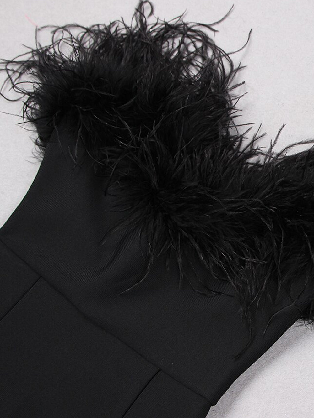 Feather Trim Strapless Column Floor-Length Gown 3