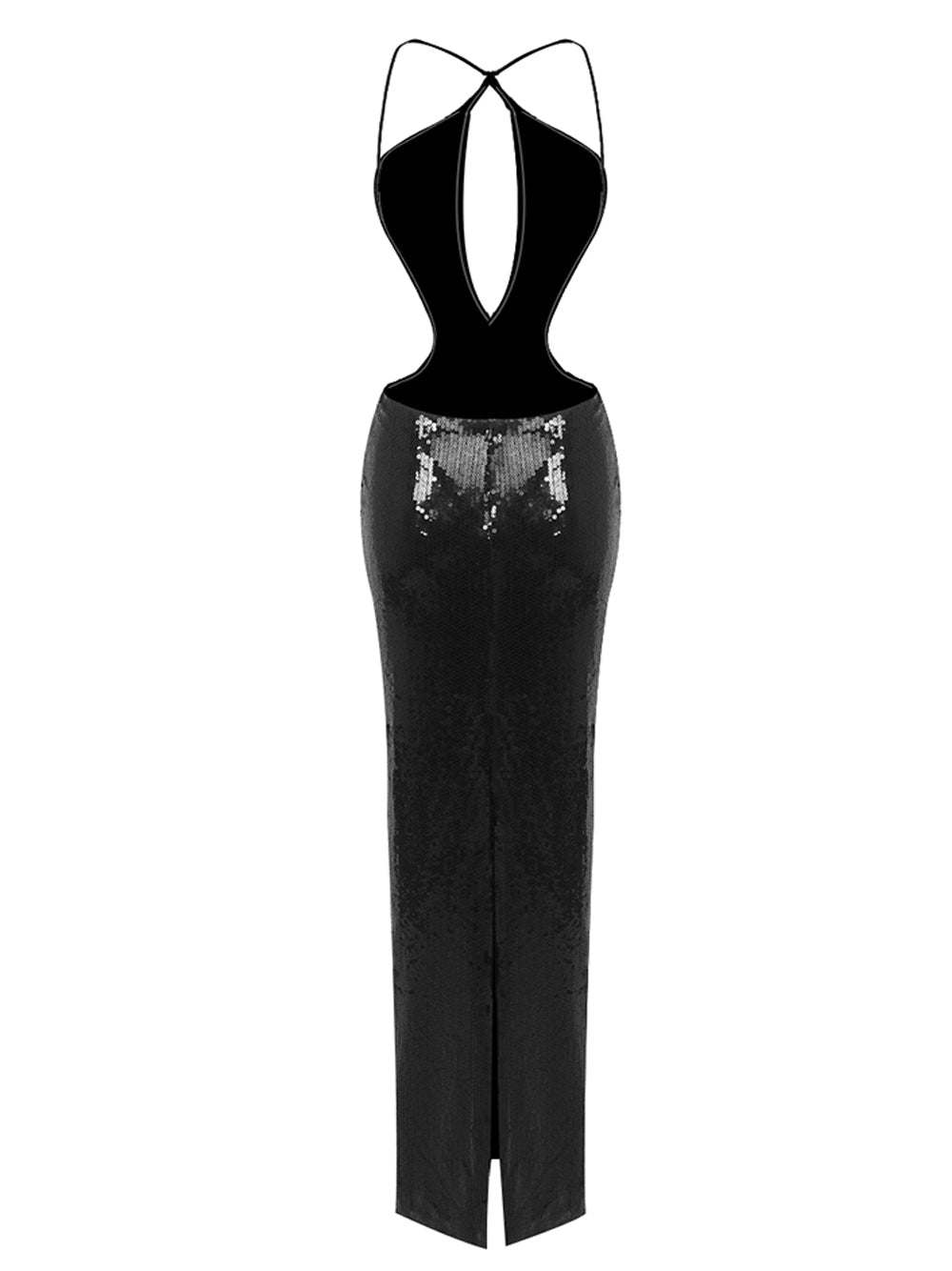 Sequin Halter-Neck Keyhole Bodycon Column Gown 2