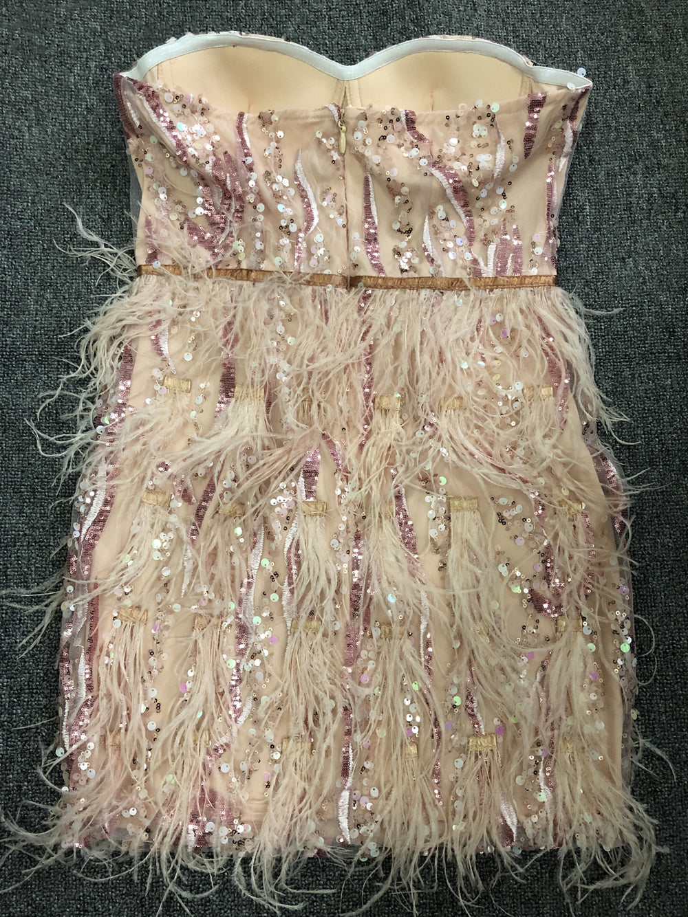 Sequin Sweetheart Feather-Trim Bustier Mini Dress 5