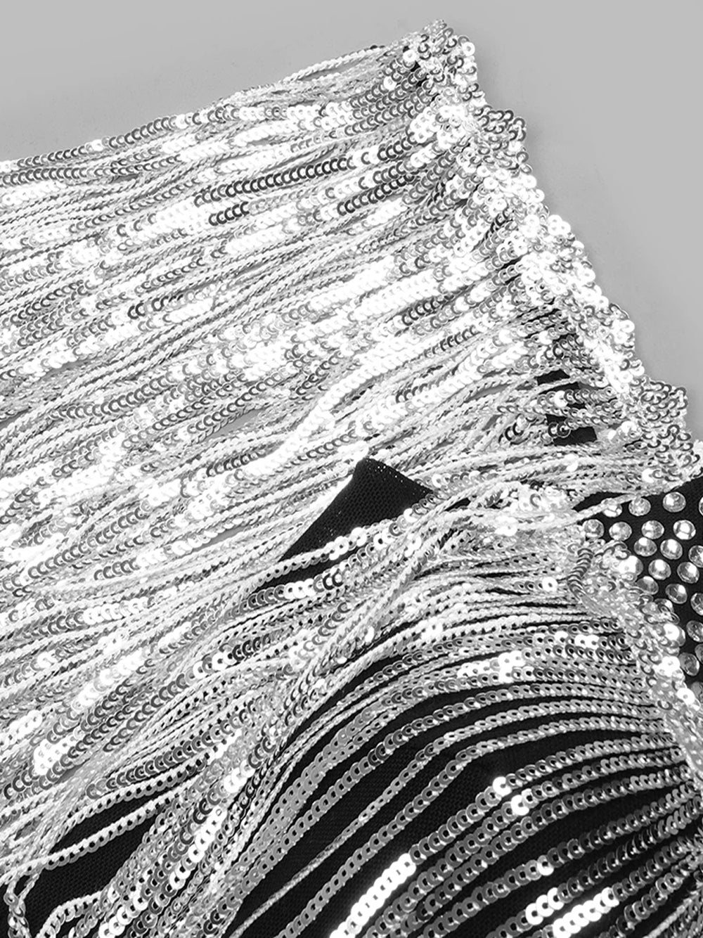 Sequin Fringe Cold-Shoulder Embellished Bodycon Mini Dress 3