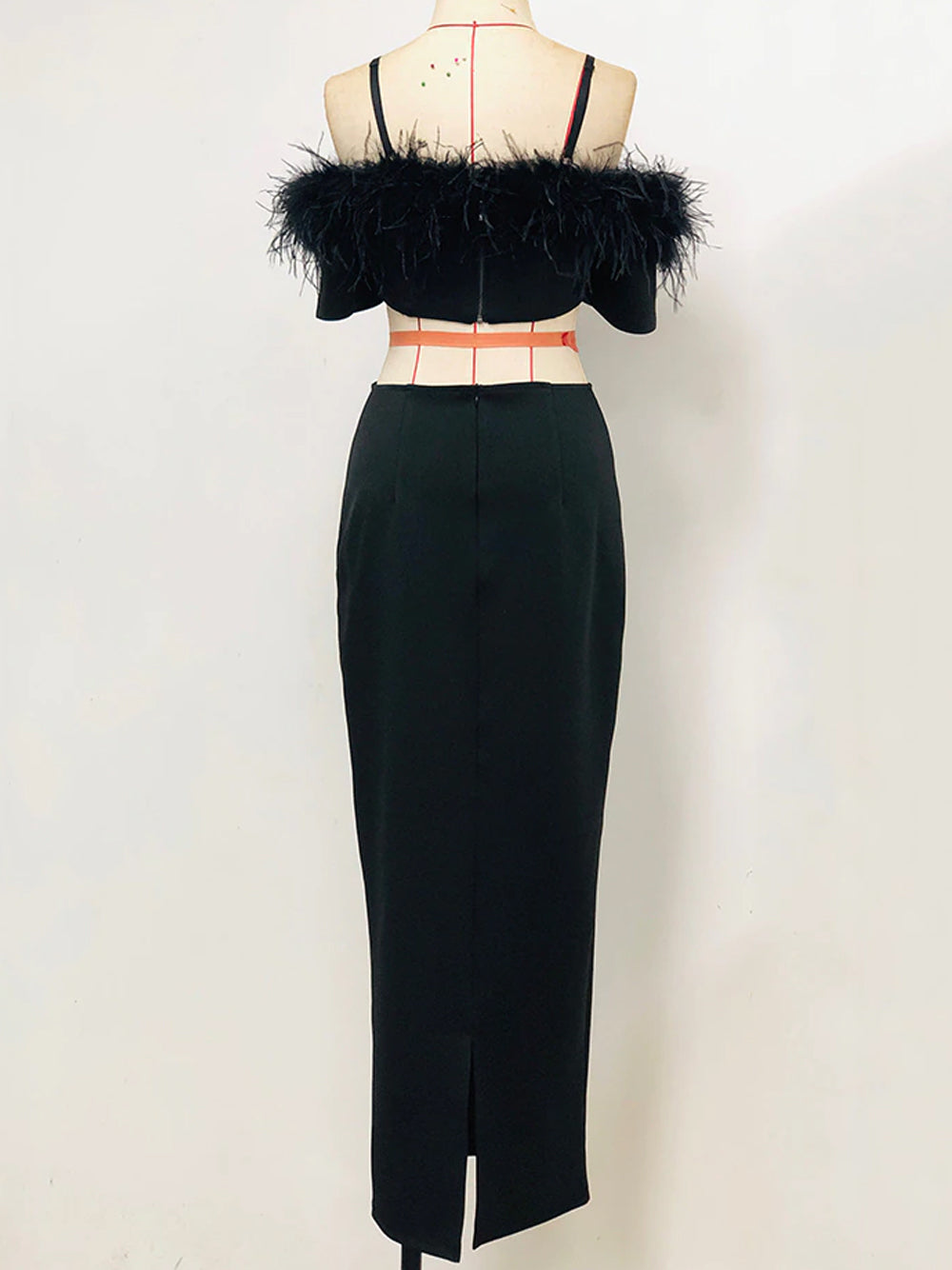 Velvet Crystal Embellished Strapless High-Slit Gown 5