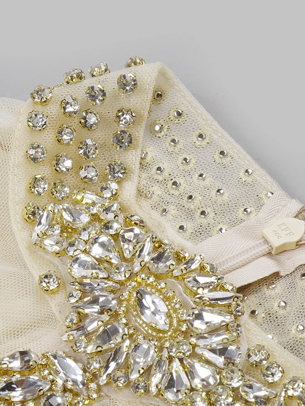 Crystal Embellished Feather-Hem Long-Sleeve Mini Dress 4