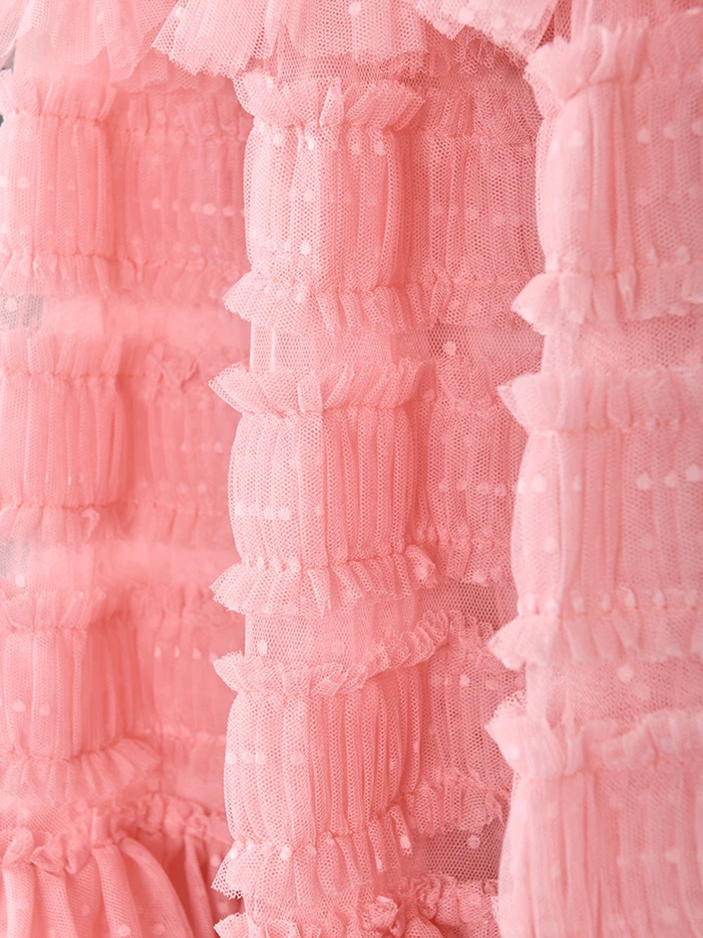 Swiss Dot Tulle Flutter Sleeve Tiered Ruffle Maxi Dress 7