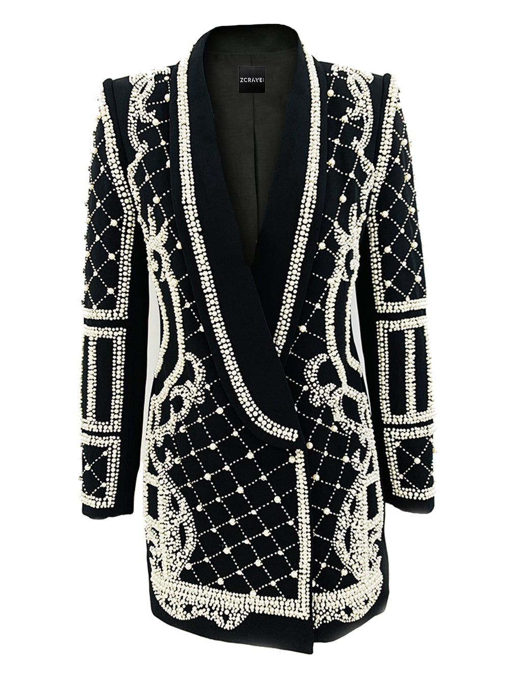 NAUTA Pearls Beaded Blazer Dress in Black 5