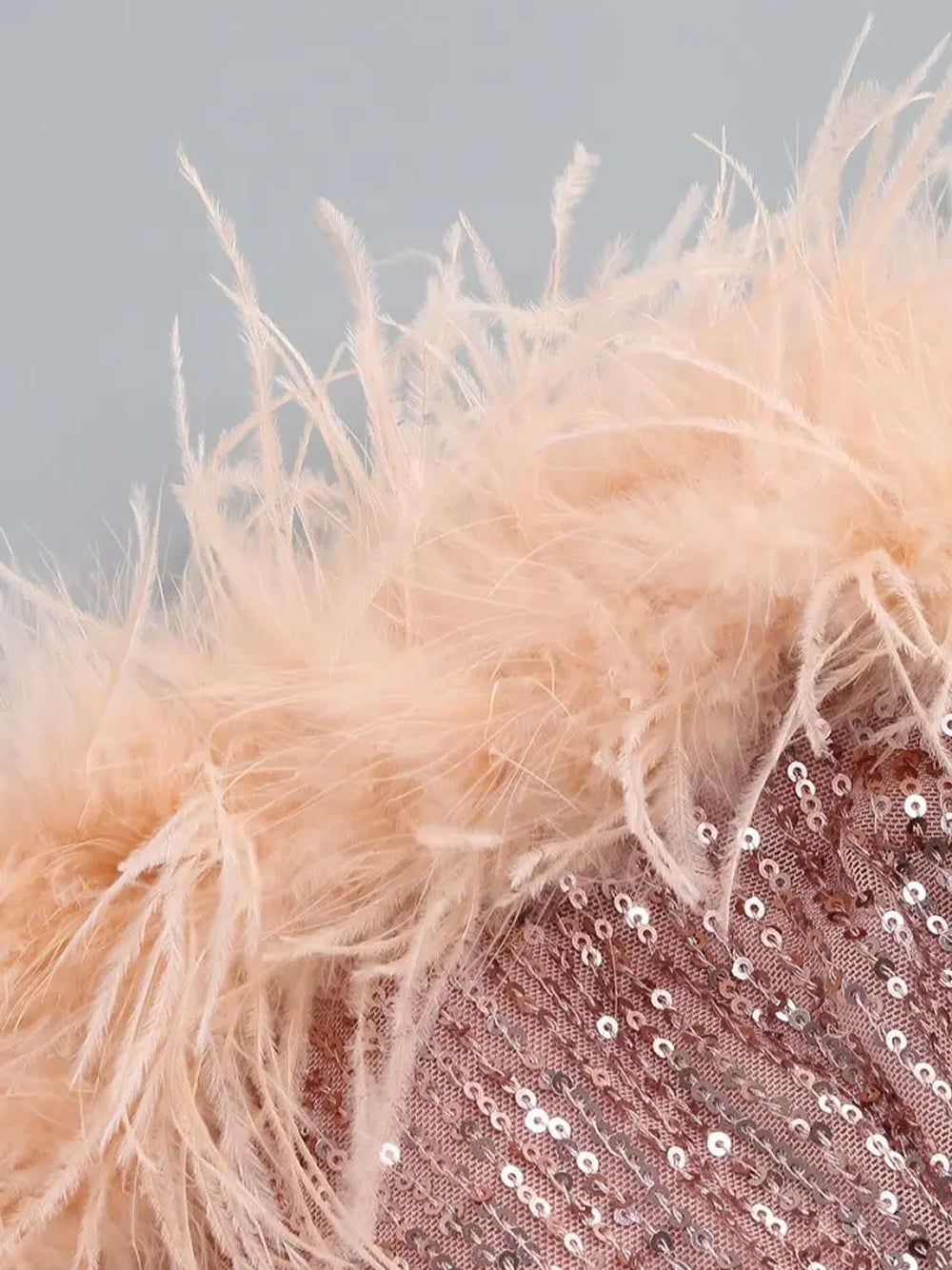 Sequin Feather Trim Strapless Bodycon Mini Dress 7