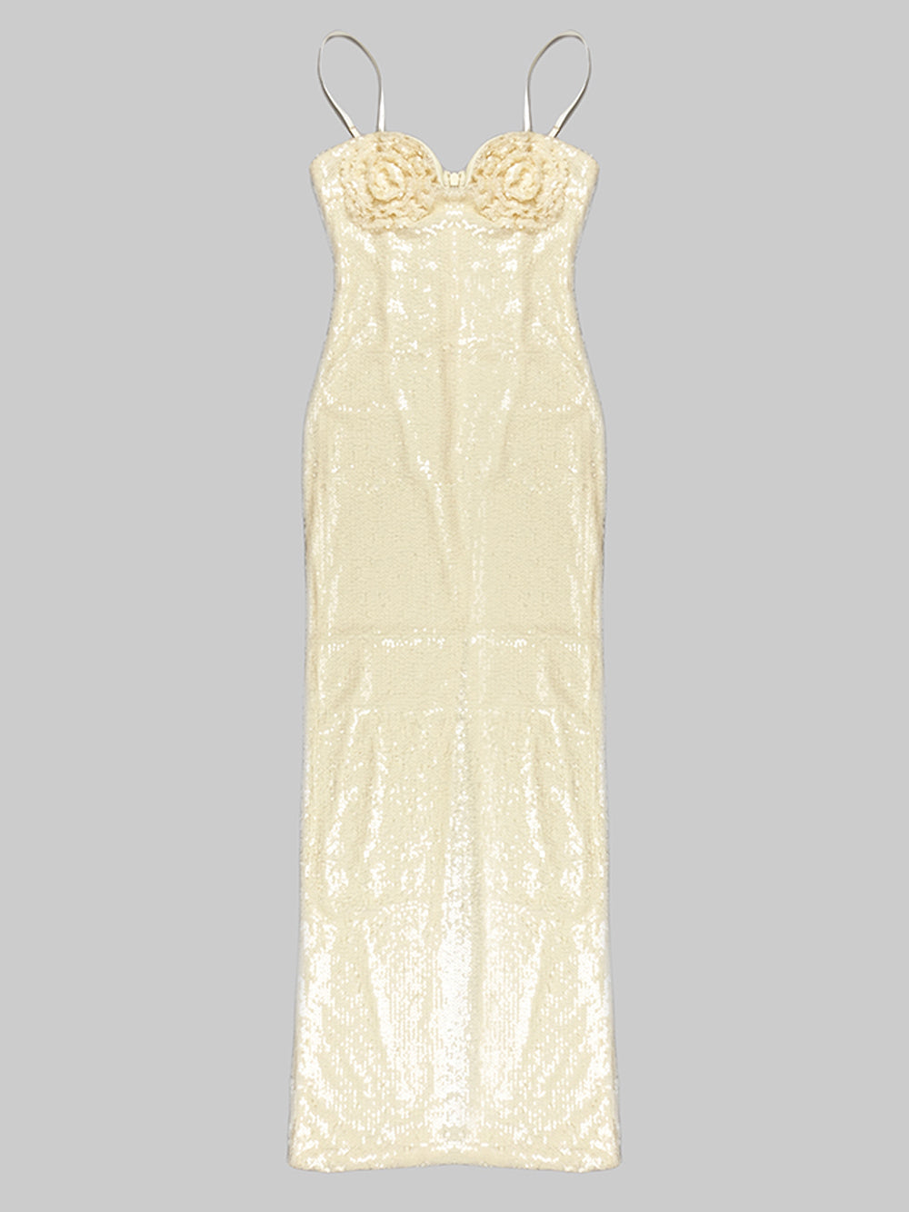 Sequin Sweetheart Neck Rosette Spaghetti Strap Maxi Dress 5