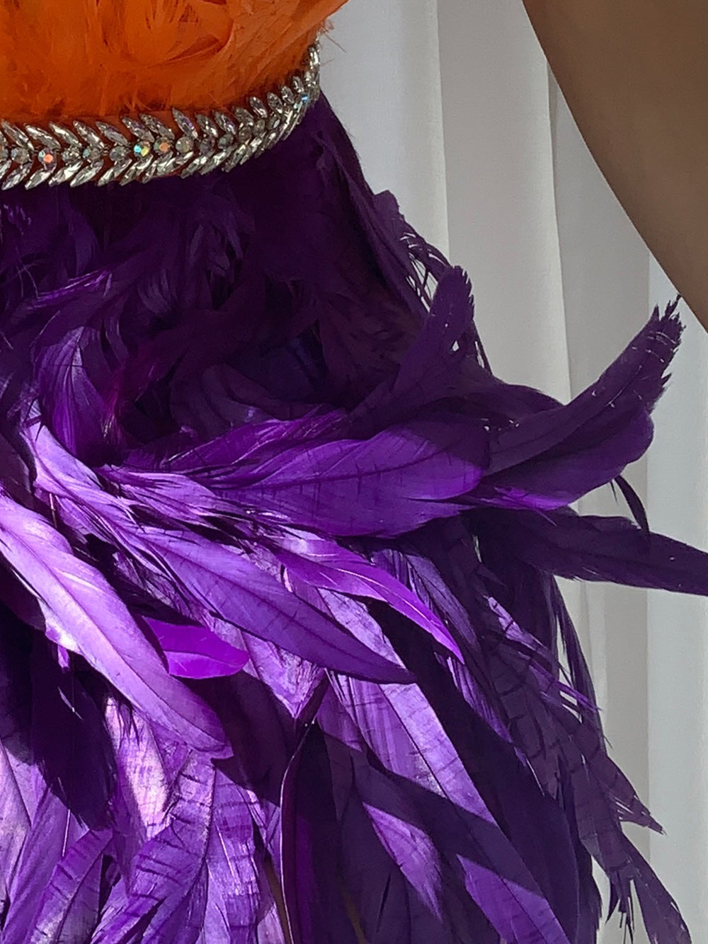 Strapless Feather-Trim Rhinestone-Belt Mini Dress 10