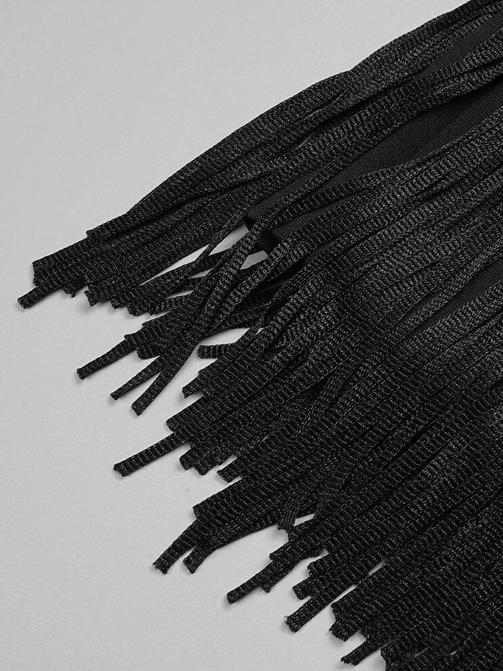 Feather Trim Beaded Strapless Fringe Mini Dress 8