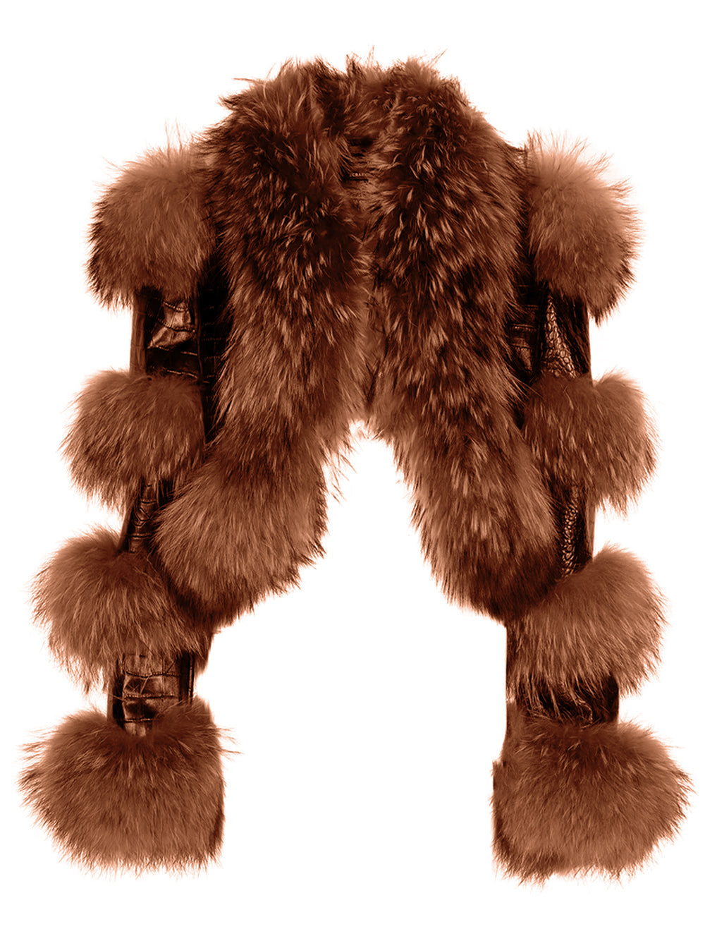LITALY Fur Trim Leather Jacket in Brown 3
