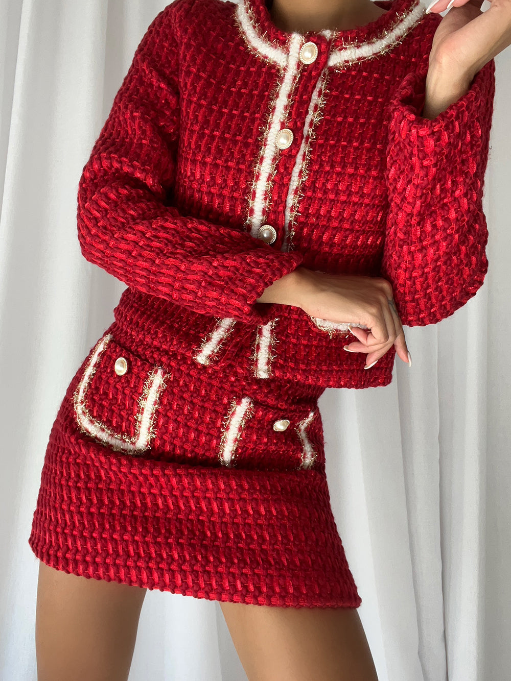 PERELLE Tweed Jacket + Mini Skirt 4