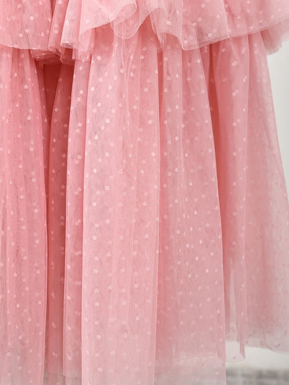 Swiss Dot Tulle Flutter Sleeve Tiered Ruffle Maxi Dress 6