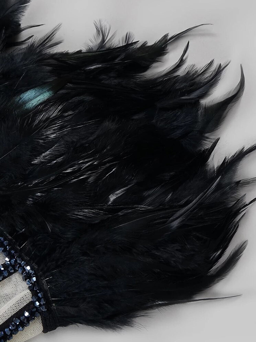 Strapless Feather Sweetheart Corset Bodice Beaded Trim Mini Dress - View 7